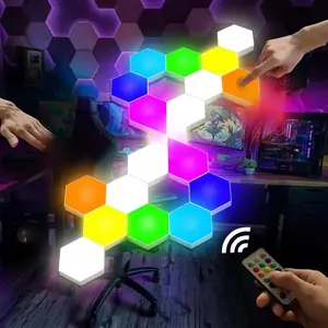 Hexagon LED Wall Lights – Touch-Sensitive Modular RGB Panels with Remote Control, 13 Color DIY Lighting for Game Room, Party, and Autism-Friendly Sensory Decor