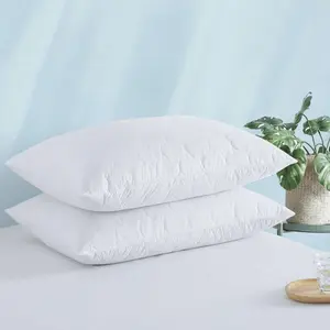PEACE NEST 2 Pack Quilted White Goose Feather Down Pillow Standard Sizes Cotton Cover Puredown Down Feather Machine Washable