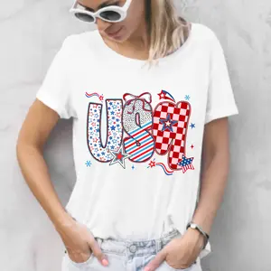 American Patriotic Decorated Letters DTF Print - Ready-To-Press Direct-To-Film Print for T-Shirts, DIY Printmaking Embossing Accessories