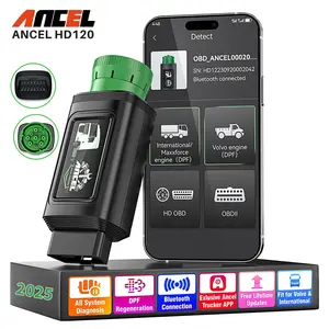ANCEL HD120 Bluetooth Heavy Duty Truck Scanner for Volvo International, Full System Diesel Diagnostic Tool with DPF Regen & Reset, HDOBD & OBD2 Scanner for Diesel Trucks, Lifetime Free Updates