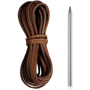 10 Yards Flat  Cord, Leather Strap, 4mm Leather Strips, Suitable for Weaving, Braiding, Footwear,  Making, and Crafts (Includes 1 lace ) (Brown)