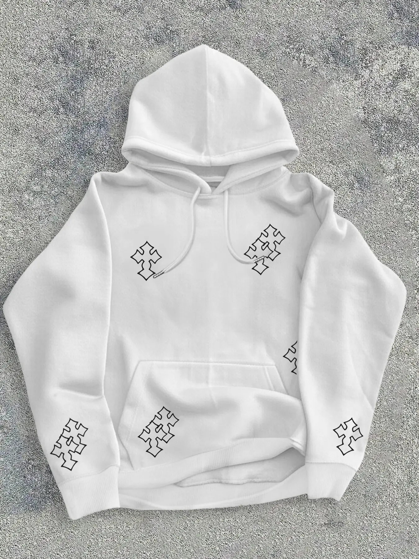 Unisex Hooded Fleece Sweatshirt, Graphic Print Hoodie, Faith Hoodie, Hollow Cross Print Design, Vintage American Style, Casual Comfortable Fall & Winter Wear