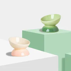 Ergonomic Ceramic Cat Bowl | Large Capacity Tilted Feeder | Wide Diameter Pet Dish