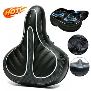 Comfort Bike Seat for Women Men,Wide Bicycle Saddle Replacement Memory Foam Padded Soft Bike Cushion With Dual Shock Absorbing Universal Fit For Indoor/Outdoor Bikes
