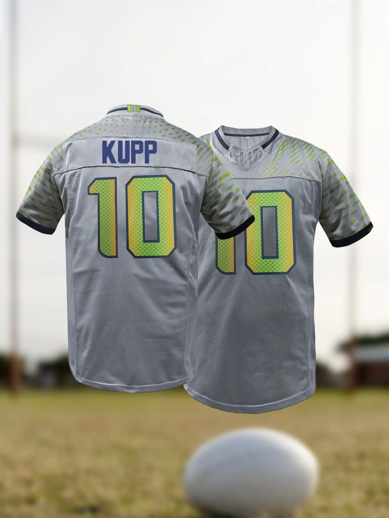 Men's Gray Seattle #11 Rugby Jersey, V-Neck Pullover Breathable Football Jersey, Sweat-Absorbing Short-Sleeved Top, Suitable for Outdoor Sports and Training Unisex Design for All Seasons Breathable Athletic Top