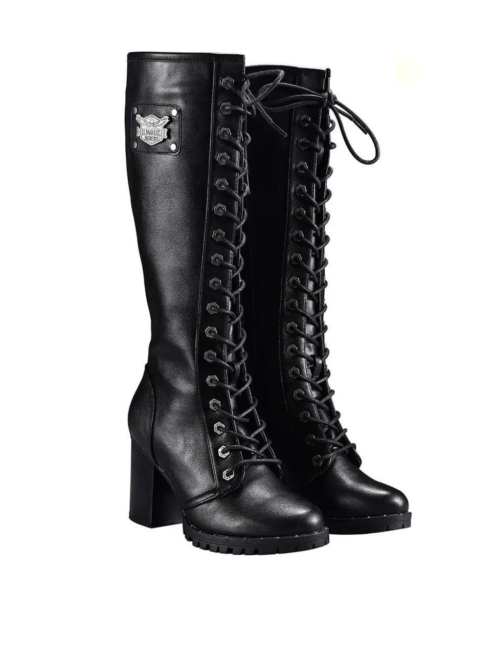 Womens Knee High Laced Boots By Milwaukee Riders® Zipper on Side