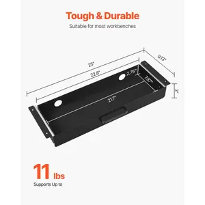 VEVOR 22 Wide Under Desk Drawer Slide Out, Under Desk Mounted Pull-out Drawer Attachment, Hidden Desktop Storage Organizer, Under Table Pencil Drawer for office Home Sit Stand Workstation, 25x9x3 in