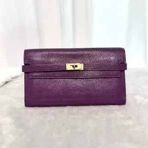 Pre-owned HERMÈS Hermes Luxury Birkin Wallet Purple M Stamp|20843373