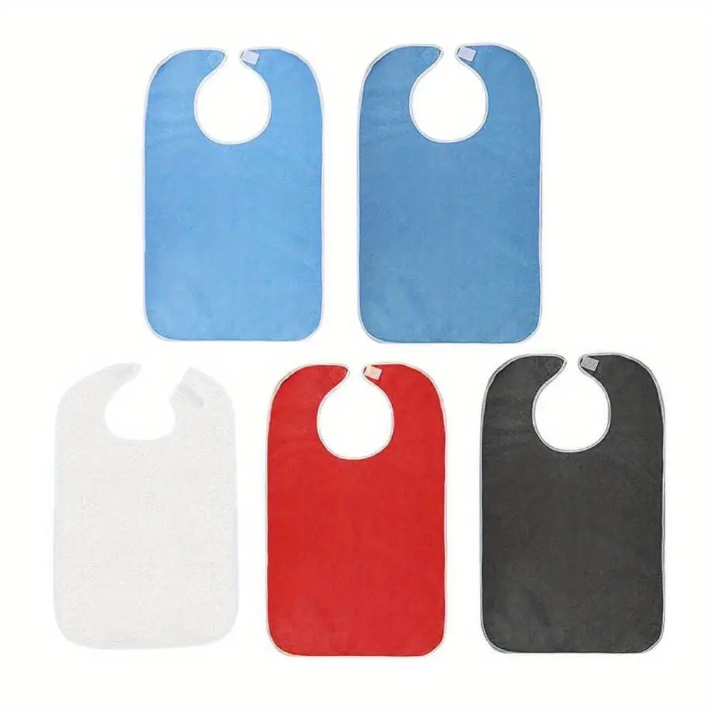 Set of 5 Adult Bibs Made from Cloth, Designed to Be Reused, Ideal for Elderly Individuals, Resistant to Stains, Perfect for Mealtime, And Tailored for Neck Protection