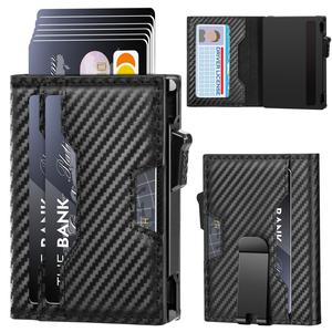 Wallet for Men, Minimalist Slim Wallet, Smart Pop Up Case Wallet RFID Blocking Bifold Wallet with Money Clip