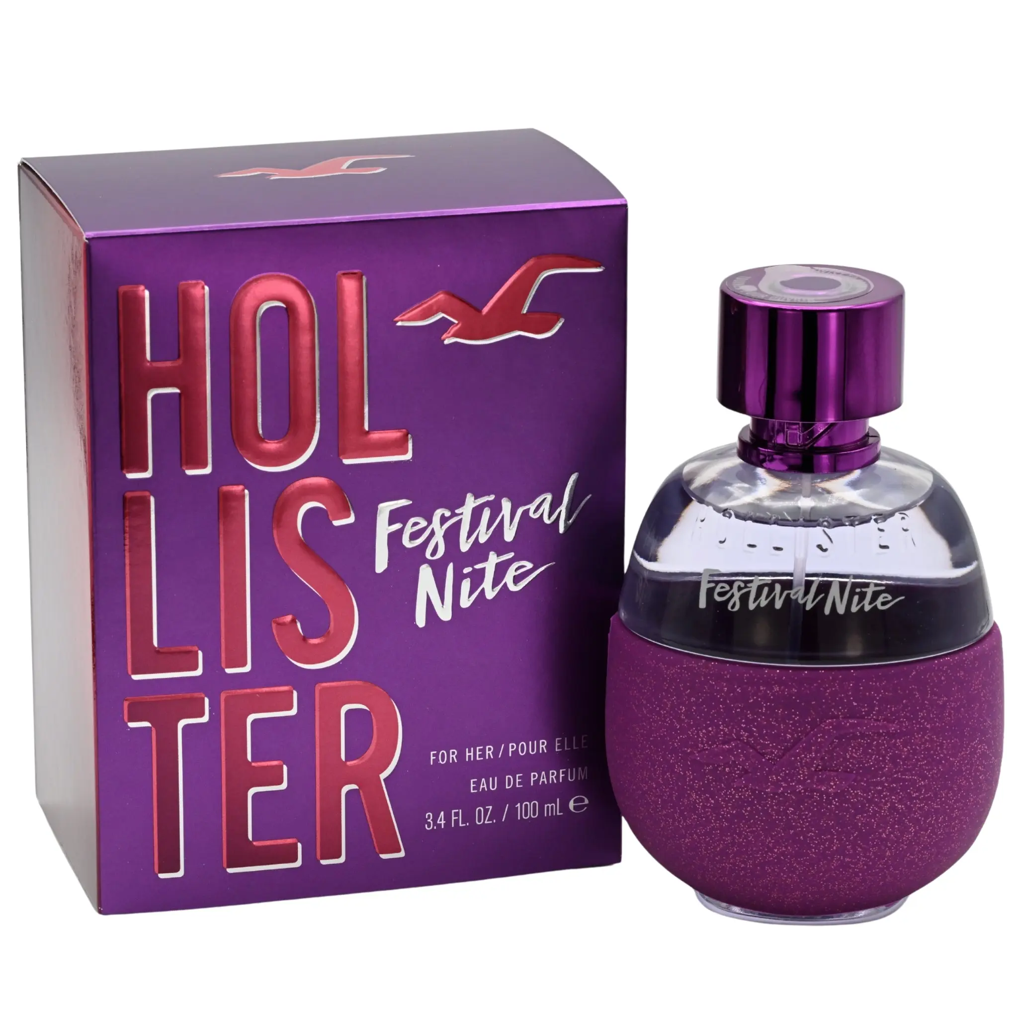 Hollister Festival Nite Women's Eau de Parfum - Floral Fruity Fragrance with Coconut Top Notes, Vanilla Blend, 3.3/3.4 oz, New In Box, Perfumes For Women, Blackcurrant Women's Fragrance
