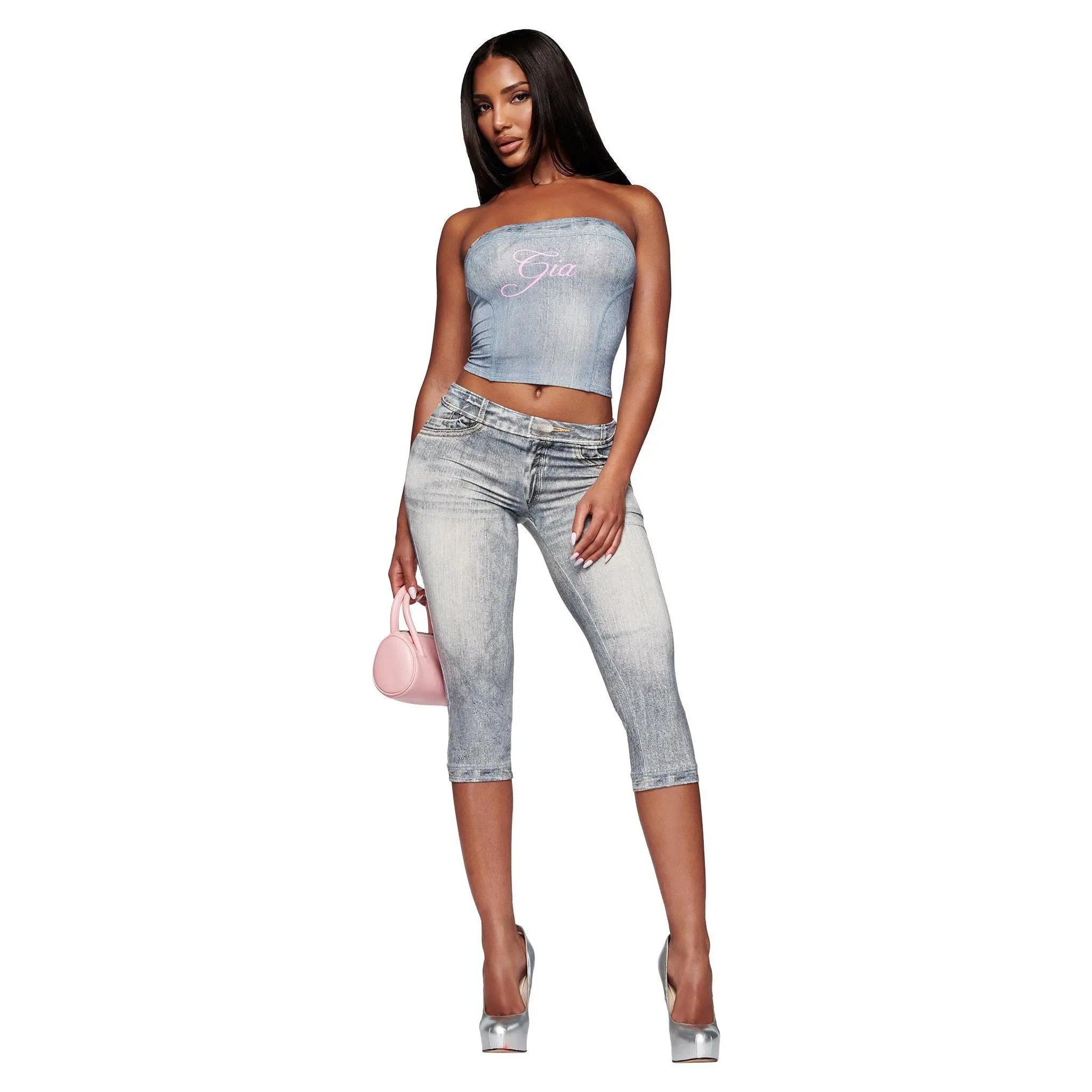 BLARE CAPRI - DENIM TROMPE L'OEIL