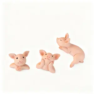 Cartoon pink pig mini decorative ornament, 3Pcs/Set resin switch base ornament, cute pig ornament for decorating bedrooms, living rooms, and study rooms, Christmas gift