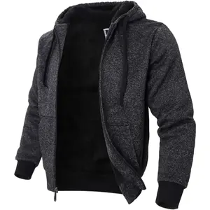 LeeHanTon Sherpa Lined Hoodies for Men Heavyweight Full Zip Up Sweatshirt Thick Fleece Winter Warm Work Jackets Plus Size