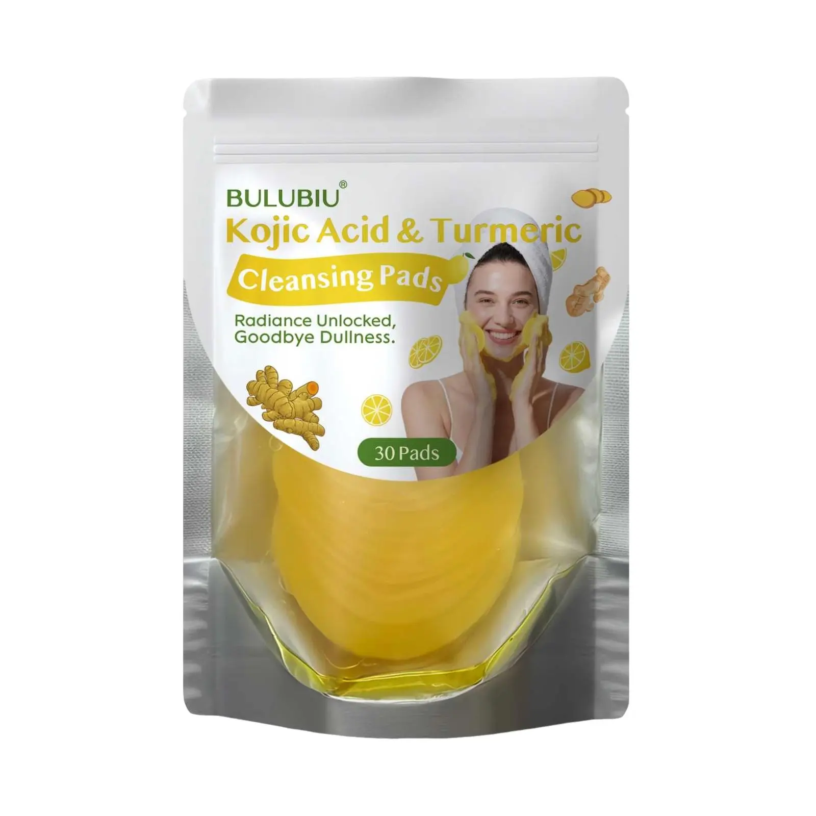Turmeric & Kojic Acid Cleansing Pads Gentle Daily Cleanser - Lightweight Deep Cleanse, Acne Prevention, Brighten Radiant Skin for Oily Dull Skin, Ideal Christmas Holiday Gifts