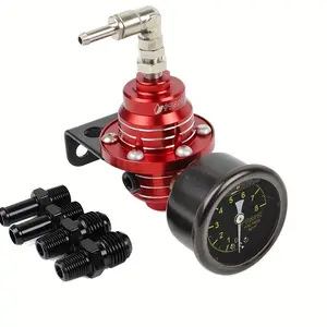 Fuel Pressure Regulator Universal Adjustable Aluminum Oil Gauge Kit for Modification - High Performance Sports Car Accessories, Fixes Unstable Fuel Delivery, Stabilizes Engine Idle, Essential Heavy Duty Car Tools Upgrades