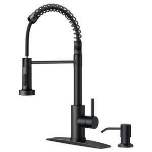 FORIOUS Kitchen Faucet with Soap Dispenser, Faucets with Pull Down Sprayer, Stainless Steel High Arch Spring Sink Faucet for Laundry Sink RV Bar summergarden