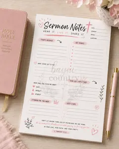 Faith Filled Sermon Notes Notepad – Girly Pink Design