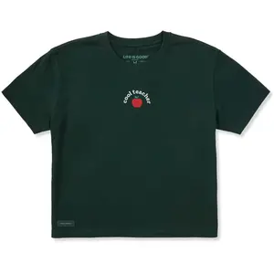 Women's Cool Teacher Apple Short Sleeve Crusher Boxy Tee