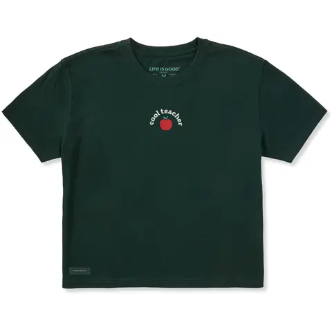 Women's Cool Teacher Apple Short Sleeve Crusher Boxy Tee