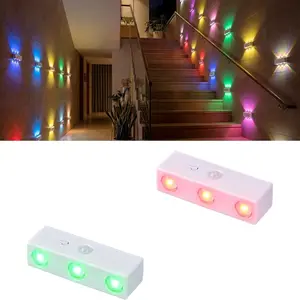 2pcs Motion Sensor Wall Sconce Indoor, Cordless Wall Lamp LED Wall Sconces Rechargeable Lamp, Battery Operated Wall Lights Brightness Adjustable for for Stair Closet Bedroom Hallway