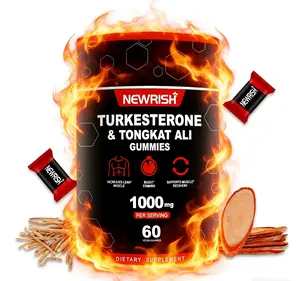 Newrish Turkestan Ajuga & Tongkat Ali Root Extracts Gummies 1000mg per Serving 60 Edible Supplements for Bodybuilders Boost Strength & Power USA Made
