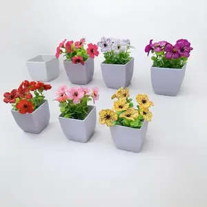 6 Pots Small Artificial Plants, Plastic Eucalyptus Grass Shrubs, Indoor Desk Coffee Table Bathroom Bedroom Home Decor Office Meeting Room