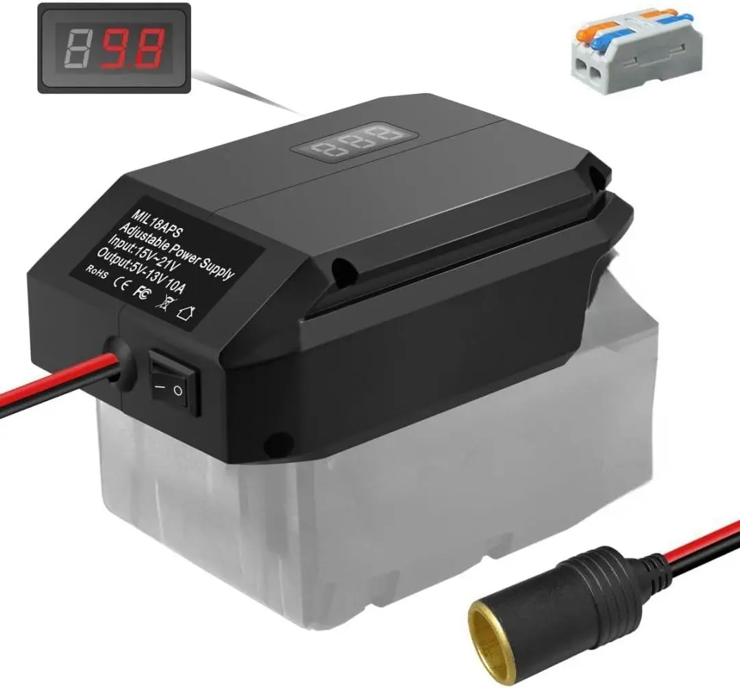 18V to 12V Step-Down Converter for Milwaukee M18 18V Batteries,Output 5V-13V Max Battery Adapter, Cigarette Lighter Plug,Power Wheel Adapter for All Car Appliances Car Refrigerator Use