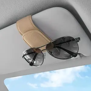 Car Sun Visor Sunglasses Holder, 1 Count Magnetic PU Leather Sunglasses Holder & Bill Card Holder, Car Organizer, Car Storage Organizers, Universal Car Interior Accessories