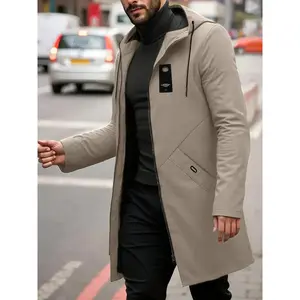 Men's Hooded Jacket with Light Thin and Thick Options, Casual Fitted Long Windproof Outdoor Coat, Perfect Gift for Friends or Boyfriend
