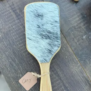 Bamboo Hairbrush with Genuine Cowhide - Perfect for Styling and Detangling
