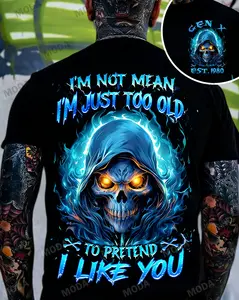 Chaosmoda Generation X I'm Not Mean I'm Just Too Old To Pretend I Like You Custom Year Skull T-shirt