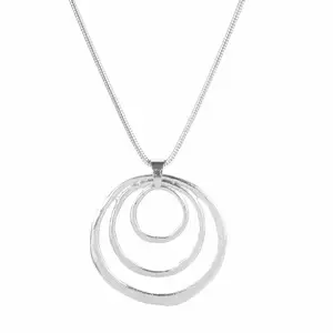 Women's 33.5 in Bold Flexible Snake Chain Sweater Necklace, Double Circle Pendant Statement Piece for Daily Wear