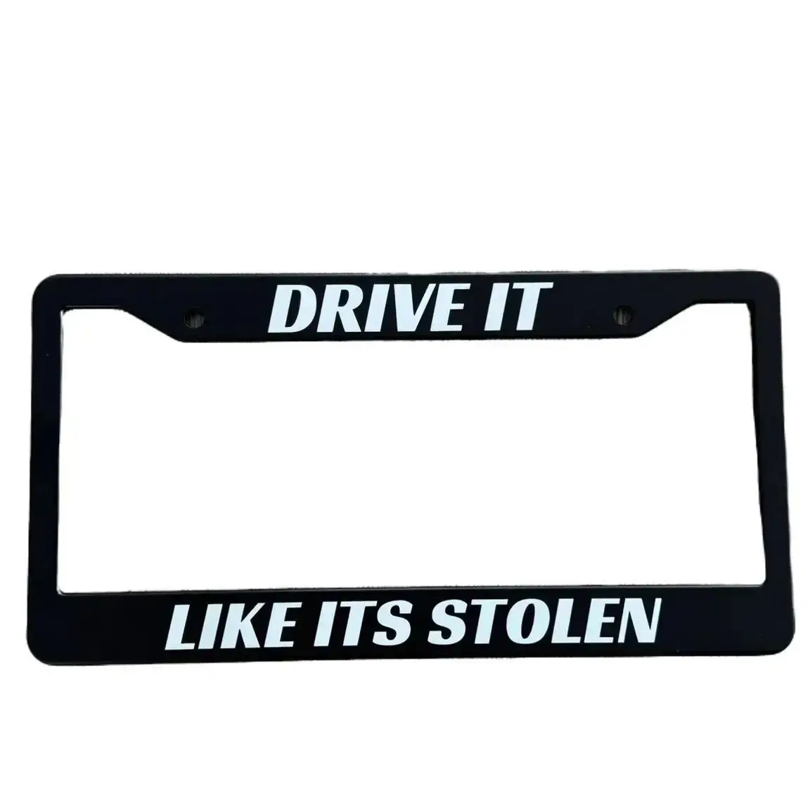 Custom Frames - Black License Plate Holder with Bold Text Design