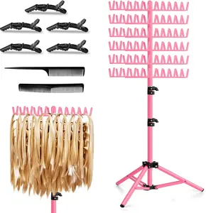 Braiding Hair Rack Height Adjustable 144 Pegs Braiding Rack Hair Extension Holder with Hair Braid Tools, Easy to Assemble