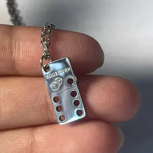 YOUR TURN Dainty Necklace Silver Stainless Steel Non Tarnish Engraved Pendant