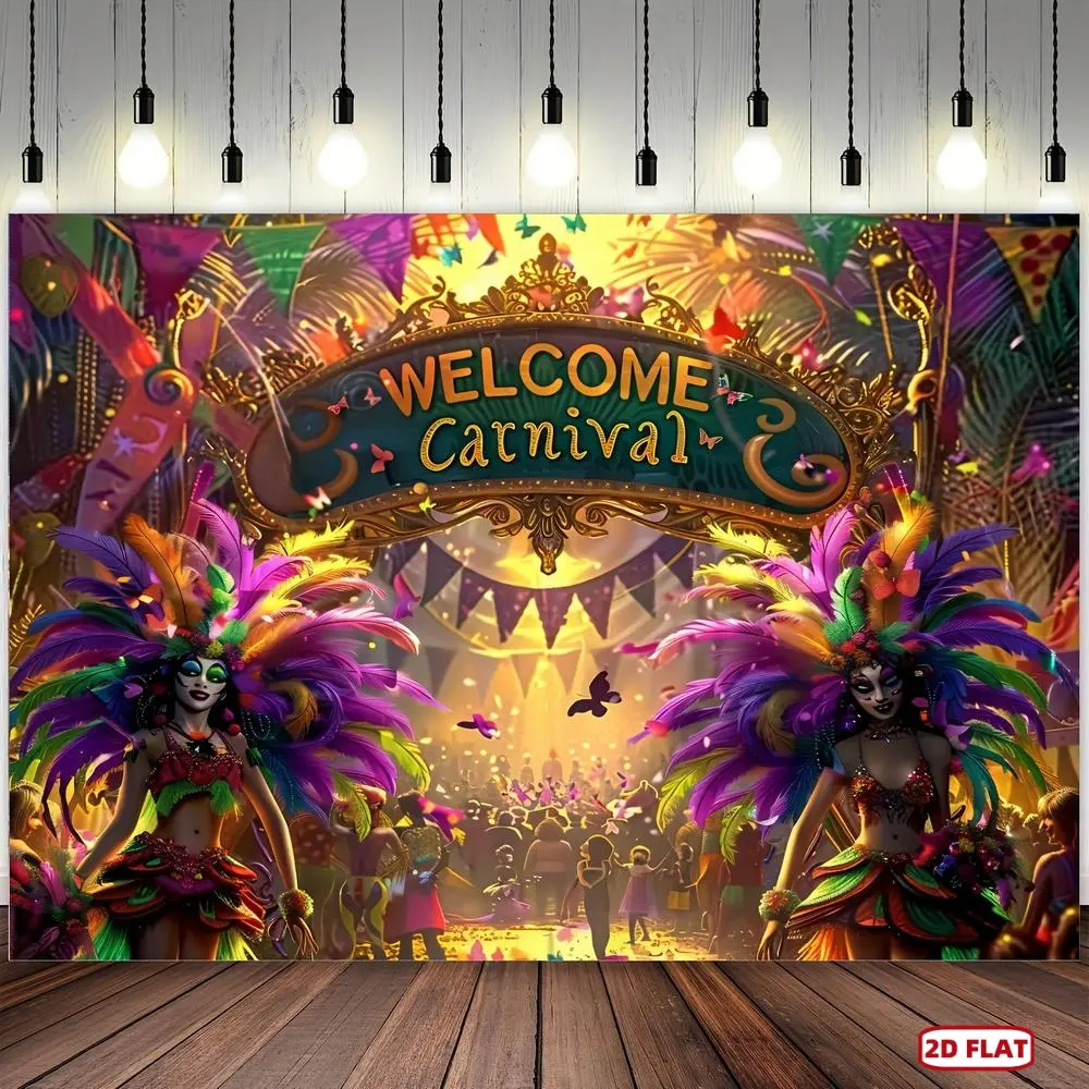 1pc Vibrant Polyester Carnival Welcome Banner - Colorful Circus Character Print, No-Electricity Home & Festive Party Backdrop, Universal Decor for Birthdays, Birthday