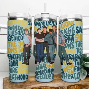 The Outsiders Stay Gold Ponyboy Vintage Movie 40oz Tumbler With Handle, Ponyboy Johnny Cade Greaser Soc Stainless Steel Travel Mug, Hot Cold Drink Cup, Gift For Fans Water Bottles Cup