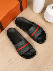 2026 Summer Couple Fashion Floral Slippers, Non-Slip Comfortable Home Outdoor Beach Sandals, PU Leather Eva Sole, All Seasons, Home Footwear