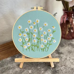 Flower embroidery kit for beginner handmade diy embroidery kits for wall table decoration