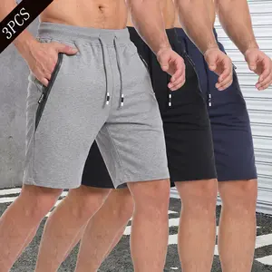 3-pack men’s summer casual shorts, trendy lightweight solid colors, with pockets and a drawstring waist, suitable for casual sports and jogging