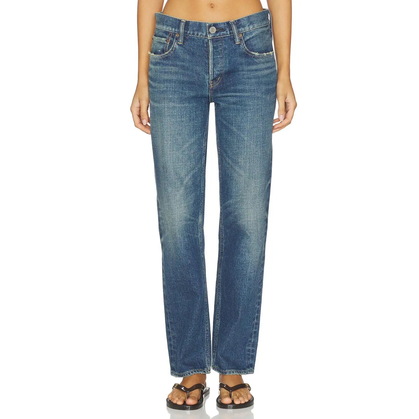 Moussy Vintage Hadley Straight Low Rise Jeans in Blue Moussy Vintage Hadley Straight Low Rise Jeans in Blue