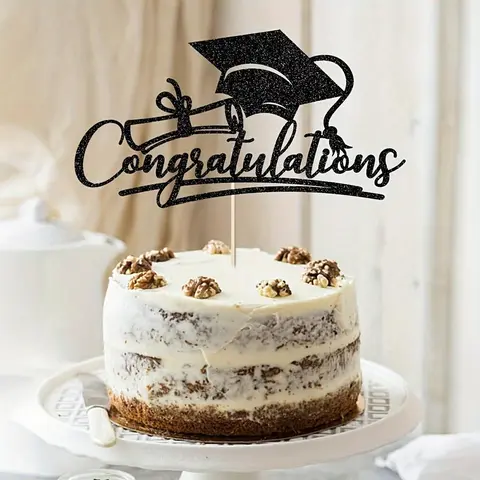 Graduation Cake Topper, 1 Count Graduation Cap & Scroll Design Cake Decoration, Cake Decorations for Graduation Party, Party Supplies, Cake Decorating Supplies, Ornaments
