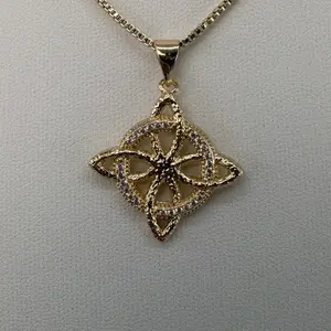 (98) 14K Gold Plated Witches Knot with Rhinestone for Women with Chain