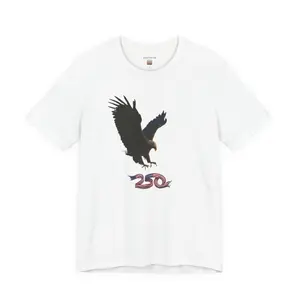 America 250 Eagle Tee — Bald Eagle Strikes the Flag "250" | 1776–2026 Anniversary Shirt