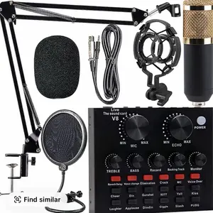 LiveStream Podcast Equipment Microphone Kit for Music Recording Supports PC Android and iPhone with Sound Card and Pop Filter