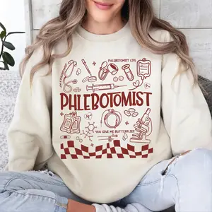 [Ship From US] Printed Phlebotomist Sweatshirt, Phlebotomist Life Shirt, Phlebotomy Tech Tee, Nurse Appreciation Gift