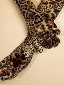 New Long Velvet Gloves for Dresses, Leopard Print Role Play Accessories, Perfect for Performances, Festivals, Dance Parties, Animal Claw Gloves