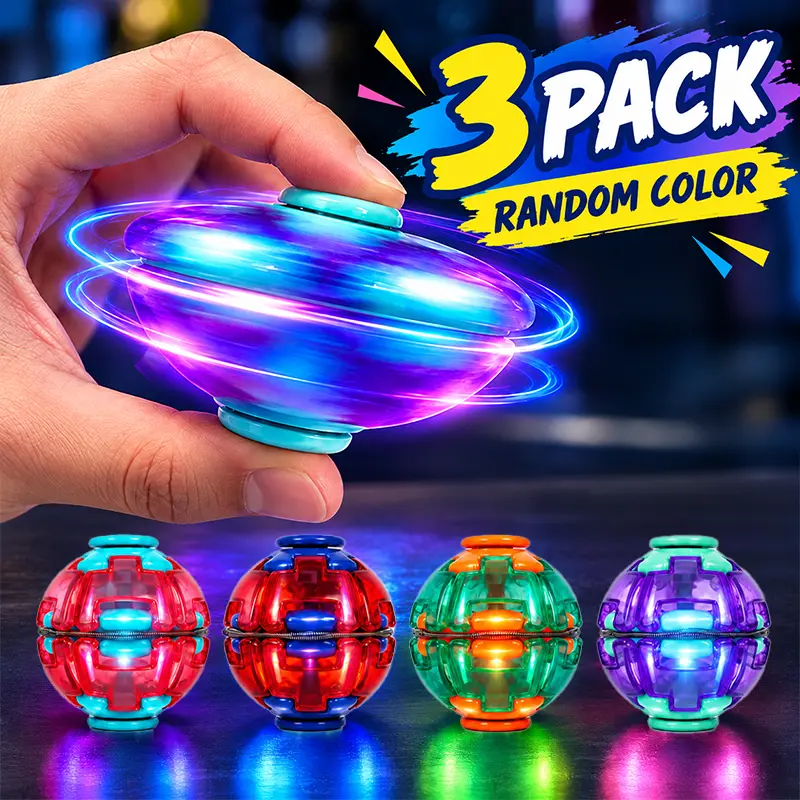 3 Pack Press-to-Spin Fidget Spinner Toys,Rotating Stress Ball,Long Lasting Rotation,The Perfect Gift For Childs