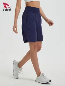 BALEAF Women's Bermuda Long Shorts 9" Above Knee Length High Waisted Athletic Running Shorts with Zipper Pockets Quick Dry Loose Casual Summer UPF 50+